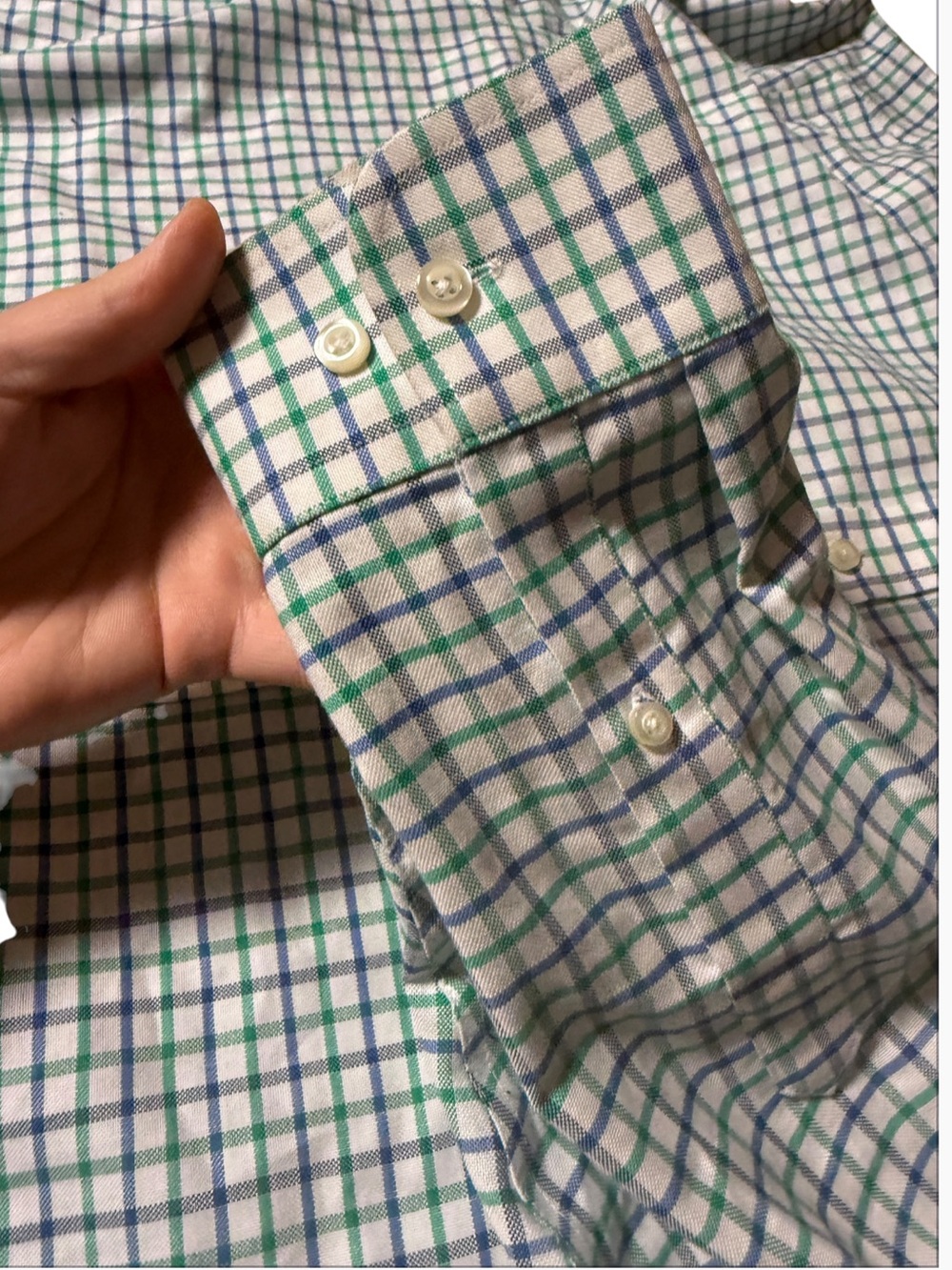 Stafford Tailored Culture Regular Fit Oxford Shirt size 18 34-35 Green Grid plai - Picture 11 of 15